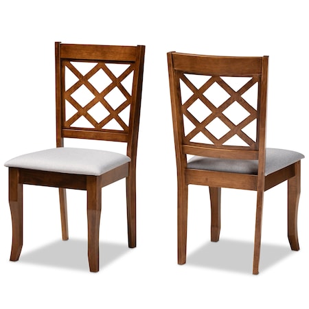 Baxton Studio Verner Modern and Contemporary Grey Fabric Walnut Finished Wood 2-Piece Dining Chair Set 174-10541-Zoro